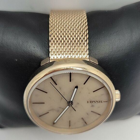 FOSSIL HUTTON BQ3492 Women's Gold Stainless Steel Analog Pink Dial Watch BC339 - Picture 4 of 10